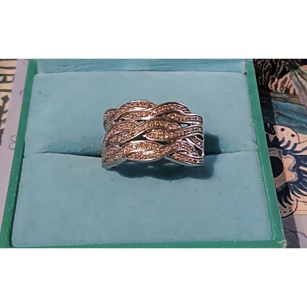 Gorgeous 1ct. Bezel Channel Set Round Cut Genuine Diamond Waves Band Ring Sz 8